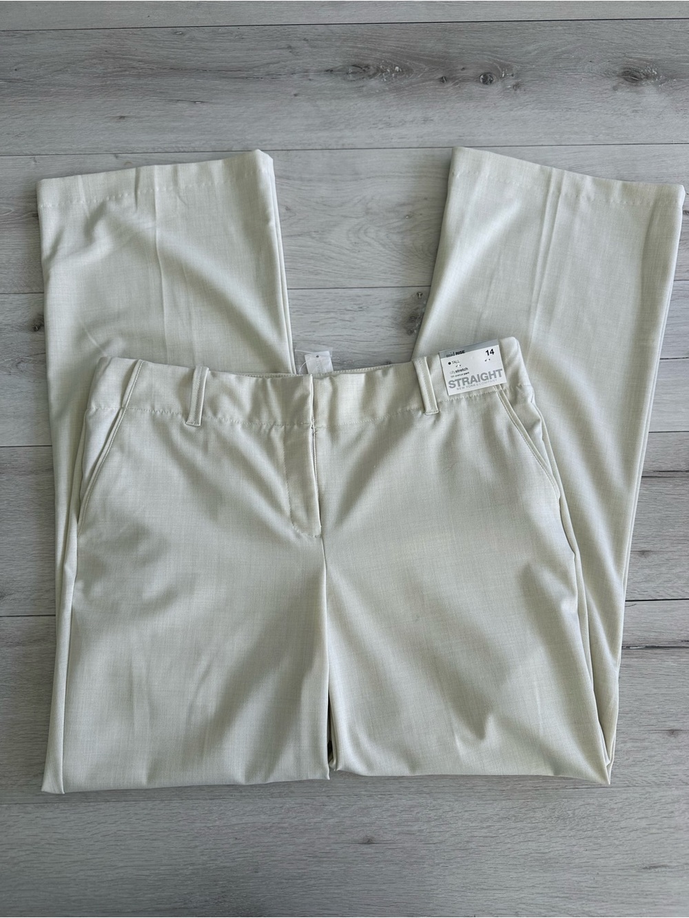 NY&Co City Stretch 5Th Avenue Mid Rise Pants Cream Size 14 Tall NWT